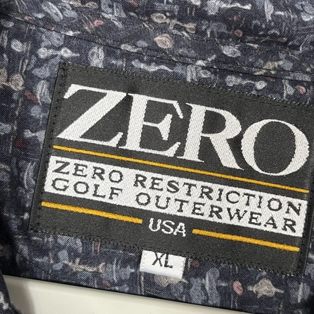 VTG Zero Restriction 1/4 Snap Golf Jacket Mens XL Windshirt Pullover AOP USA